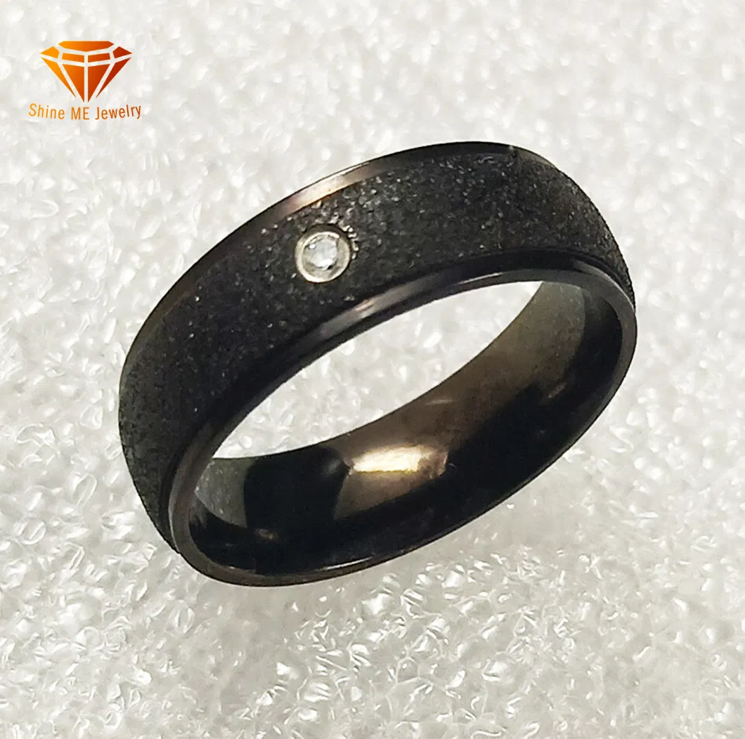 Wholesale Body Jewelry Roll Sand Black Plating Stainless Steel Finger Ring SSR1984